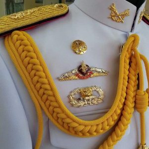 Full Dress White Uniform with Gold Aiguillette and Bullion Epaulettes