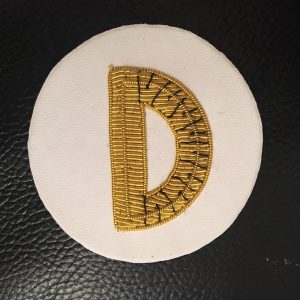 Handcrafted Gold Bullion and Wire Thread Letter 'D' Patch