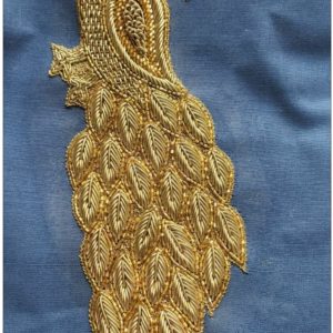 6cm Art Deco Inspired Golden Peacock Bullion Embroidery Patch