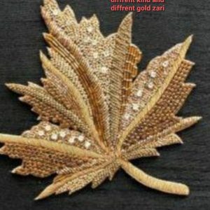 5cm Artisan Antique Bronze and Mixed-Zari Maple Leaf Bullion Patch