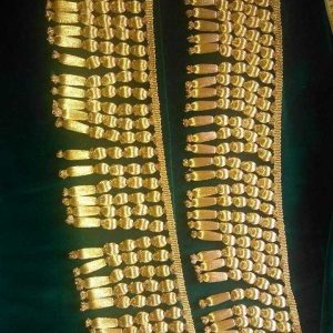 Vintage Gold Silk-Wrapped Beaded Bauble Fringe – Multi-Tiered Tassel Trim