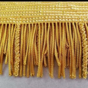 Antique Gold Metallic Bullion Fringe Trim, Heavyweight Twisted Tassel for Home Decor