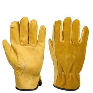Yellow Leather Work Gloves