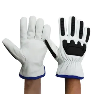 Leather Impact-Resistant Work Gloves with TPR Backhand Protection – Heavy-Duty Safety Gloves